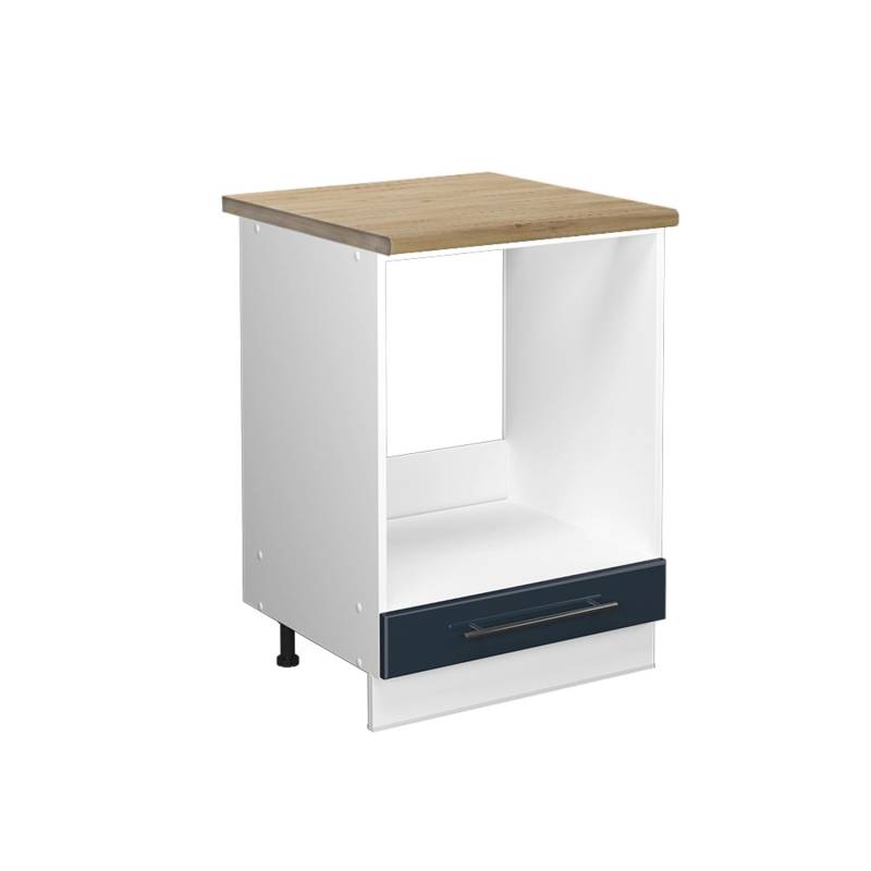 Vicco Herdumbauschrank Fame-Line Dunkelblau Hochglanz/Weiß 60 cm AP Eiche von Vicco
