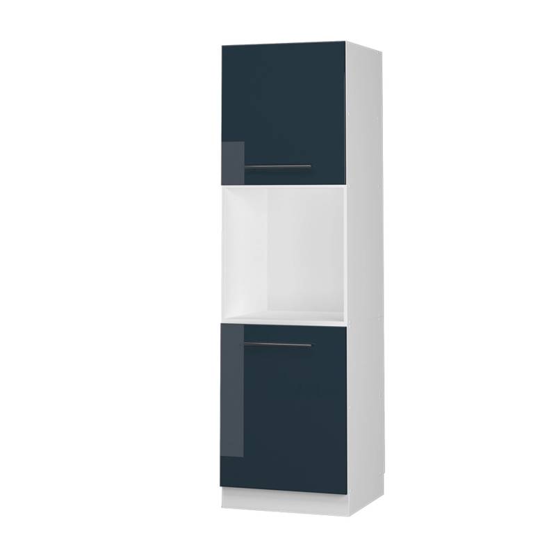 Vicco Herdumbauschrank Fame-Line Dunkelblau Hochglanz/Weiß 60 cm mit Offenem Regal von Vicco