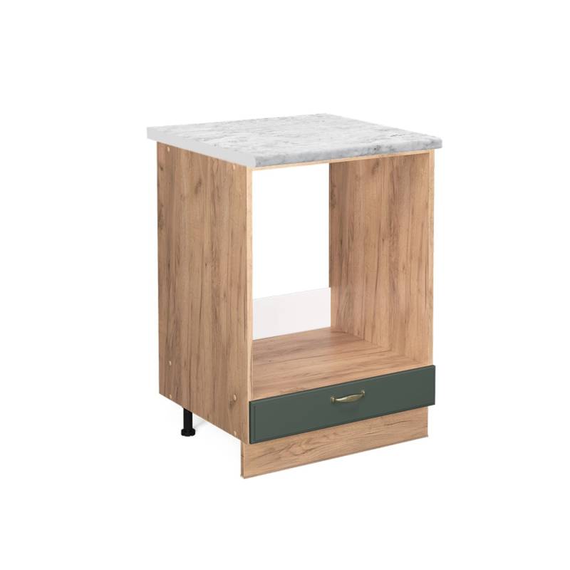 Vicco Herdumbauschrank Fame-Line Grün-Gold Landhaus/Goldkraft Eiche 60 cm AP Marmor von Vicco
