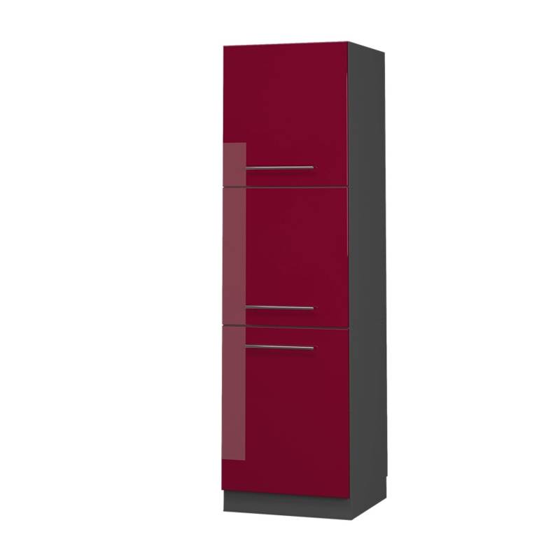 Vicco Herdumbauschrank Fame-Line Herdschrank Bordeaux Hochglanz/Anthrazit 60 cm von Vicco