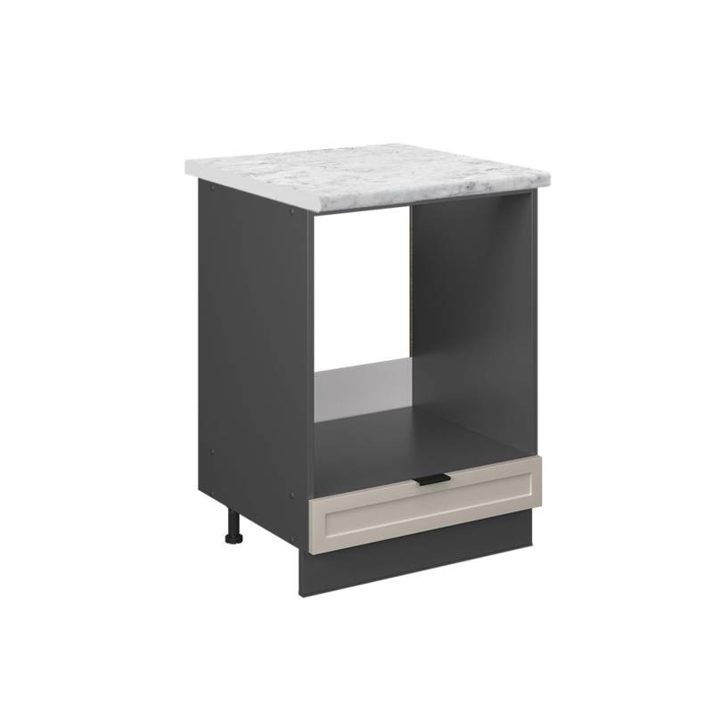 Vicco Herdumbauschrank Fame-Line Herdschrank GrauBeige 60 cm AP Marmor mit Anthrazit Korpus von Vicco