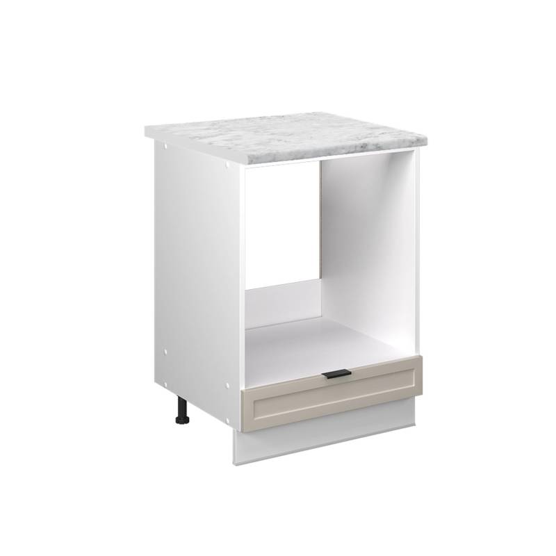 Vicco Herdumbauschrank Fame-Line Herdschrank GrauBeige 60 cm AP Marmor mit Weiß Korpus von Vicco