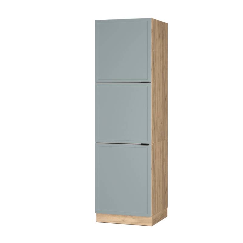 Vicco Herdumbauschrank Fame-Line Herdschrank Hellblau-grau 60 cm mit Goldkraft Eiche Korpus von Vicco