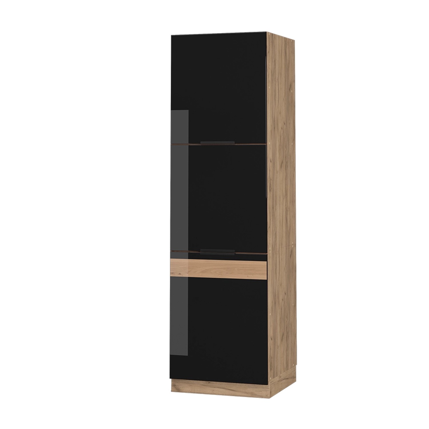 Vicco Herdumbauschrank Fame-Line Schwarz-Eiche Hochglanz/Goldkraft Eiche 60 cm von Vicco