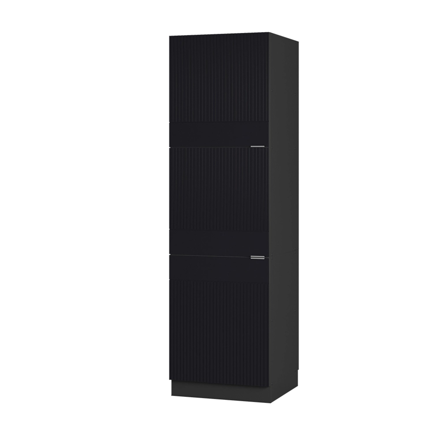 Vicco Herdumbauschrank Fame-Line Schwarz Gestreift 60 cm mit Anthrazit Korpus von Vicco