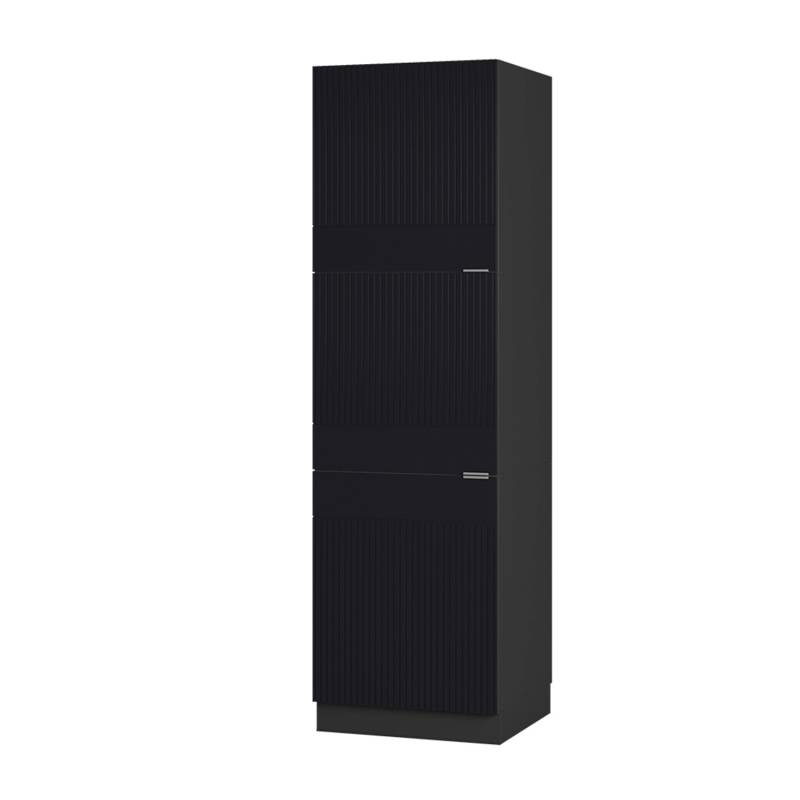 Vicco Herdumbauschrank Fame-Line Schwarz Gestreift 60 cm mit Anthrazit Korpus von Vicco