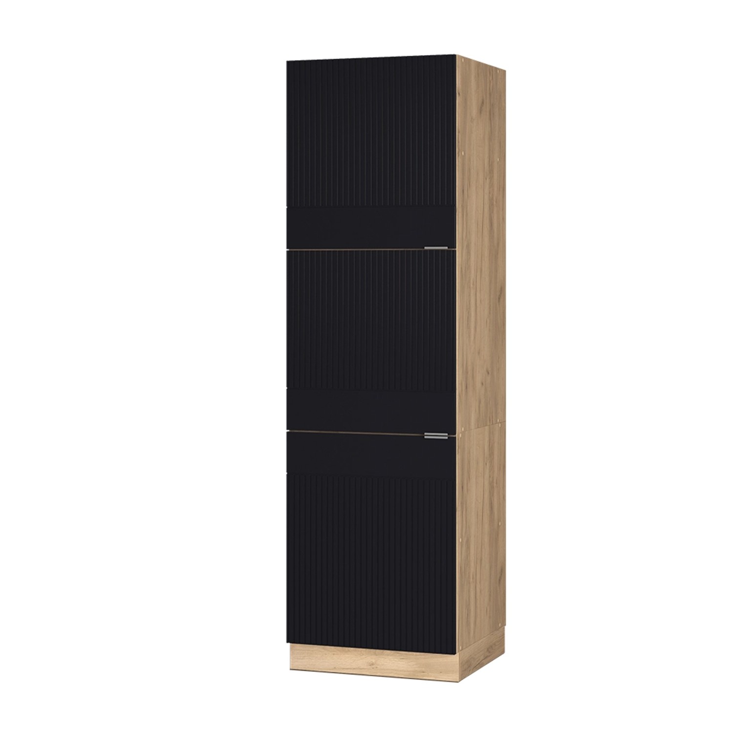 Vicco Herdumbauschrank Fame-Line Schwarz Gestreift 60 cm mit Goldkraft Eiche Korpus von Vicco