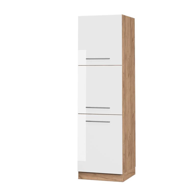 Vicco Herdumbauschrank Fame-Line Weiß Hochglanz/Goldkraft Eiche 60 cm von Vicco