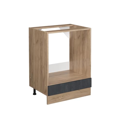 Vicco Herdumbauschrank R-Line, Schwarz Beton/Goldkraft Eiche, 60 cm ohne Arbeitsplatte von Vicco