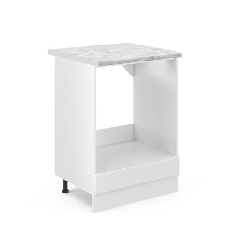 Vicco Herdumbauschrank R-Line, Herdschrank, Weiß Landhaus/Weiß, 60 cm, AP Marmor von Vicco