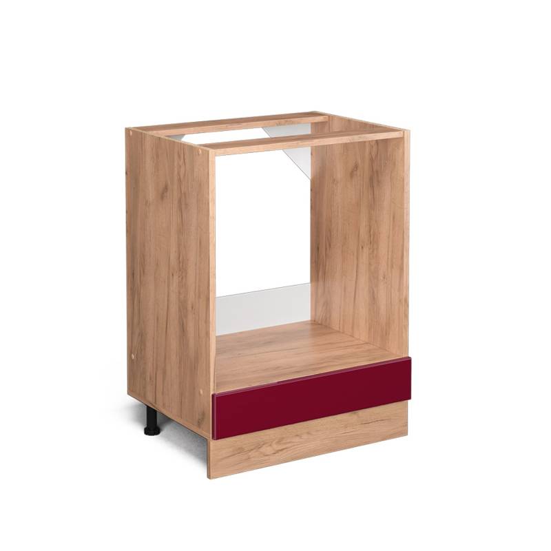 Vicco Herdumbauschrank R-Line Bordeaux Hochglanz/Goldkraft Eiche 60 cm ohne Arbeitsplatte von Vicco