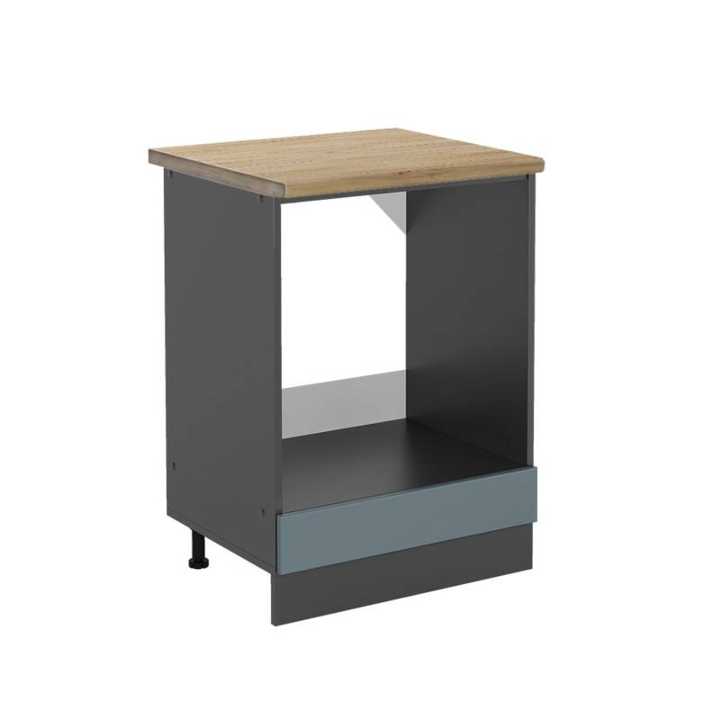 Vicco Herdumbauschrank R-Line Herdschrank Blau-Grau/Anthrazit 60 cm AP Eiche von Vicco
