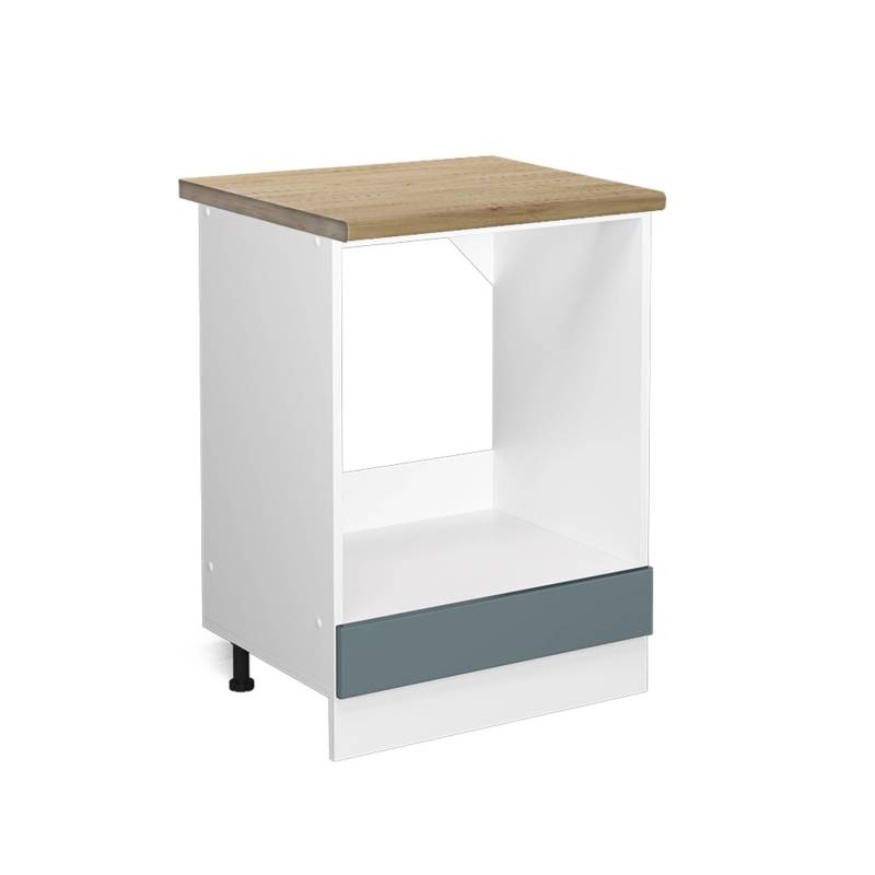 Vicco Herdumbauschrank R-Line Herdschrank Blau-Grau/Weiß 60 cm AP Eiche von Vicco