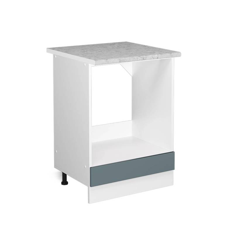 Vicco Herdumbauschrank R-Line Herdschrank Blau-Grau/Weiß 60 cm AP Marmor von Vicco