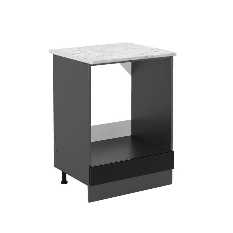 Vicco Herdumbauschrank R-Line Schwarz Hochglanz/Anthrazit 60 cm AP Marmor von Vicco