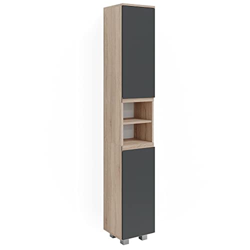 Vicco Badschrank J-Shape, Sonoma/Anthrazit, 30 x 190 cm von Vicco