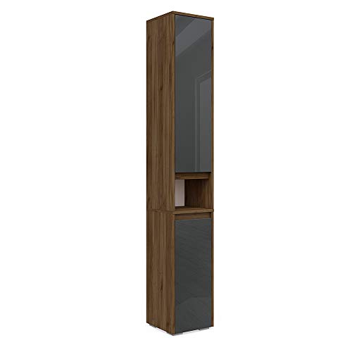 Vicco Badschrank Anthrazit Hochglanz Majest 30x192x30 cm - Wäscheschrank, Übersichtliche Aufbewahrung durch großzügige Schublade von Vicco