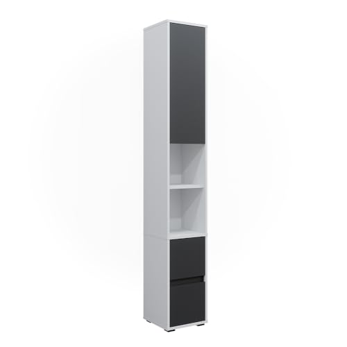 Vicco Wäscheschrank Maltin, Weiß, 30.2 x 189 cm mit Einer Tür und Zwei Schubladen Vicco Wäscheschrank Maltin, Weiß, 30.2 x 189 cm mit Einer Tür und Zwei Schubladen von Vicco