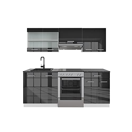 Vicco Küchenzeile R-Line, Anthrazit Hochglanz/Weiß, 200 cm ohne Arbeitsplatte von Vicco
