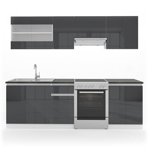 Vicco Küchenzeile Raul, Küchenblock, Anthrazit/Weiß, 240 cm, AP Schwarz Vicco Küchenzeile Raul, Küchenblock, Anthrazit/Weiß, 240 cm, AP Schwarz von Vicco
