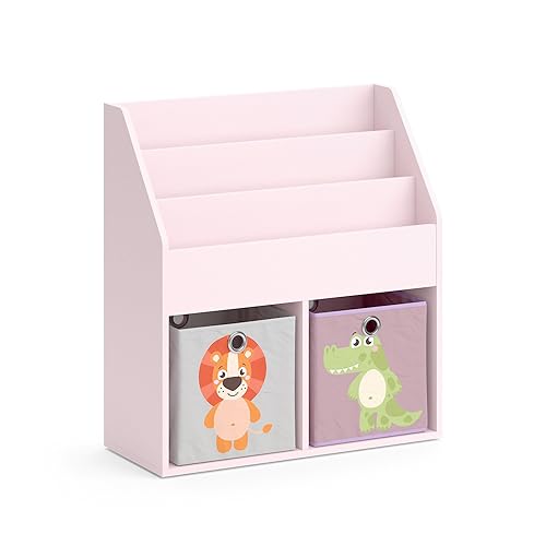 Vicco Kinderregal Luigi, Rosa, 72 x 79 cm mit 2 Faltboxen (Löwe, Krokodil) von Vicco