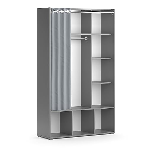 Vicco Kinderkleiderschrank Luigi, Grau, 105.8 x 178.1 cm mit Vorhang-Kleiderstange Vicco Kinderkleiderschrank Luigi, Grau, 105.8 x 178.1 cm mit Vorhang-Kleiderstange von Vicco