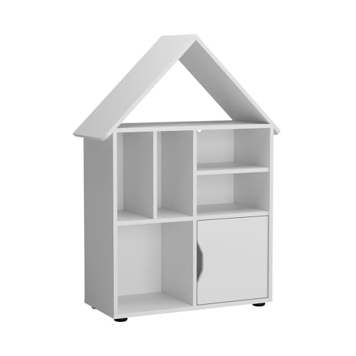 Vicco Kinderregal Weiß Estell — 71x112x32 cm hergestellt aus Spanplatte — Bücherregal ideal fürs Kinderzimmer, mit zusätzlichem Stauraum Vicco Kinderregal Weiß Estell — 71x112x32 cm hergestellt aus Spanplatte — Bücherregal ideal fürs Kinderzimmer, mit zusätzlichem Stauraum von Vicco