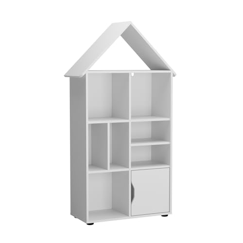 Vicco Kinderregal Weiß Estell - 71x148x32 cm hergestellt aus Spanplatte - Bücherregal ideal fürs Kinderzimmer, mit zusätzlichem Stauraum Vicco Kinderregal Weiß Estell - 71x148x32 cm hergestellt aus Spanplatte - Bücherregal ideal fürs Kinderzimmer, mit zusätzlichem Stauraum von Vicco