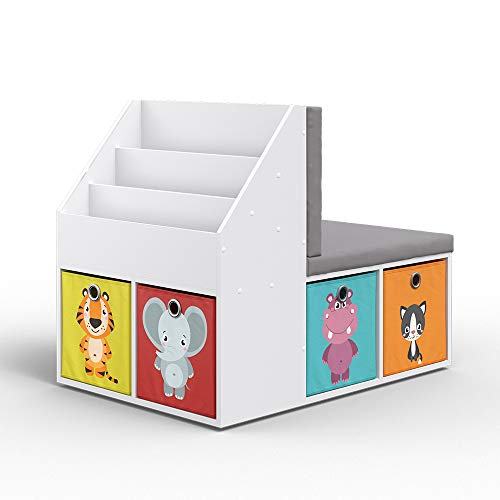 Vicco Kinderregal Weiß Onix mit 6 Faltboxen Opt.1-97x78x67 cm aus Spanplatte - Bücherregal optimal fürs Kinderzimmer, funktionale Aufbewahrung für kleine Schätze und Geschichten Vicco Kinderregal Weiß Onix mit 6 Faltboxen Opt.1-97x78x67 cm aus Spanplatte - Bücherregal optimal fürs Kinderzimmer, funktionale Aufbewahrung für kleine Schätze und Geschichten von Vicco