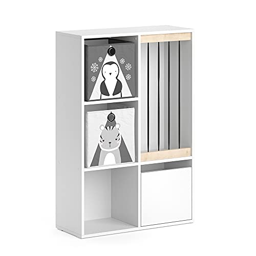 Vicco Kinderregal Weiß Luigi mit 2 Faltboxen Opt.5-29x108x72 cm hergestellt aus Spanplatte - Bücherregal perfekt fürs Kinderzimmer, praktische Organisation mit minimalem Platzbedarf von Vicco
