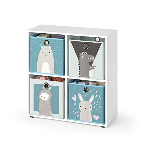 Vicco Kinderregal Tetra, Weiß, 72.6 x 72 cm mit 4 Faltboxen von Vicco