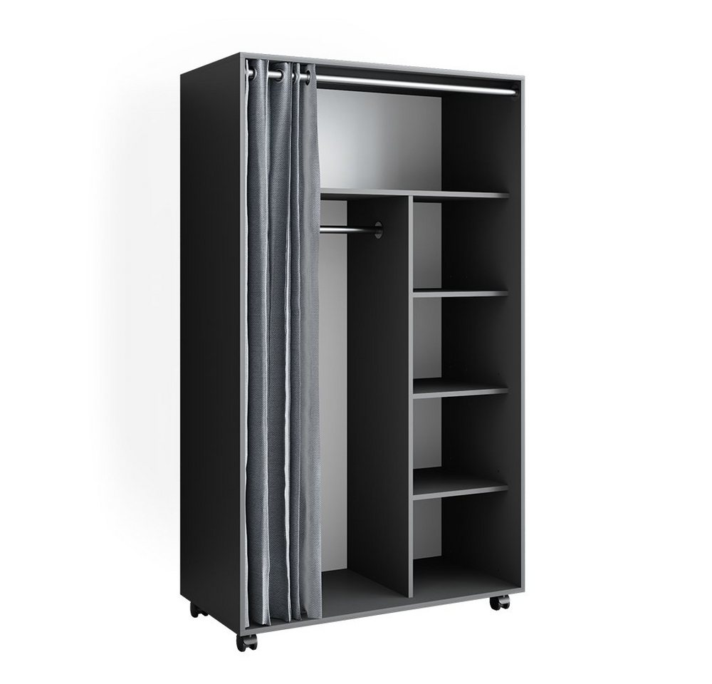 Vicco Kleiderschrank Doros, Grau, 100 x 168 cm mit Rollen mit Kleiderstange Vicco Kleiderschrank Doros, Grau, 100 x 168 cm mit Rollen mit Kleiderstange von Vicco