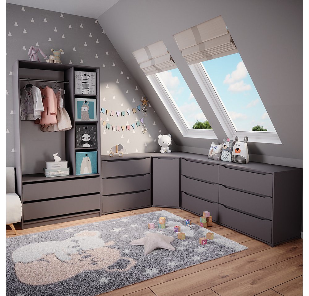 Vicco Kleiderschrank Elmo, Anthrazit, 100 x 200 cm mit 2 Schubladen von Vicco