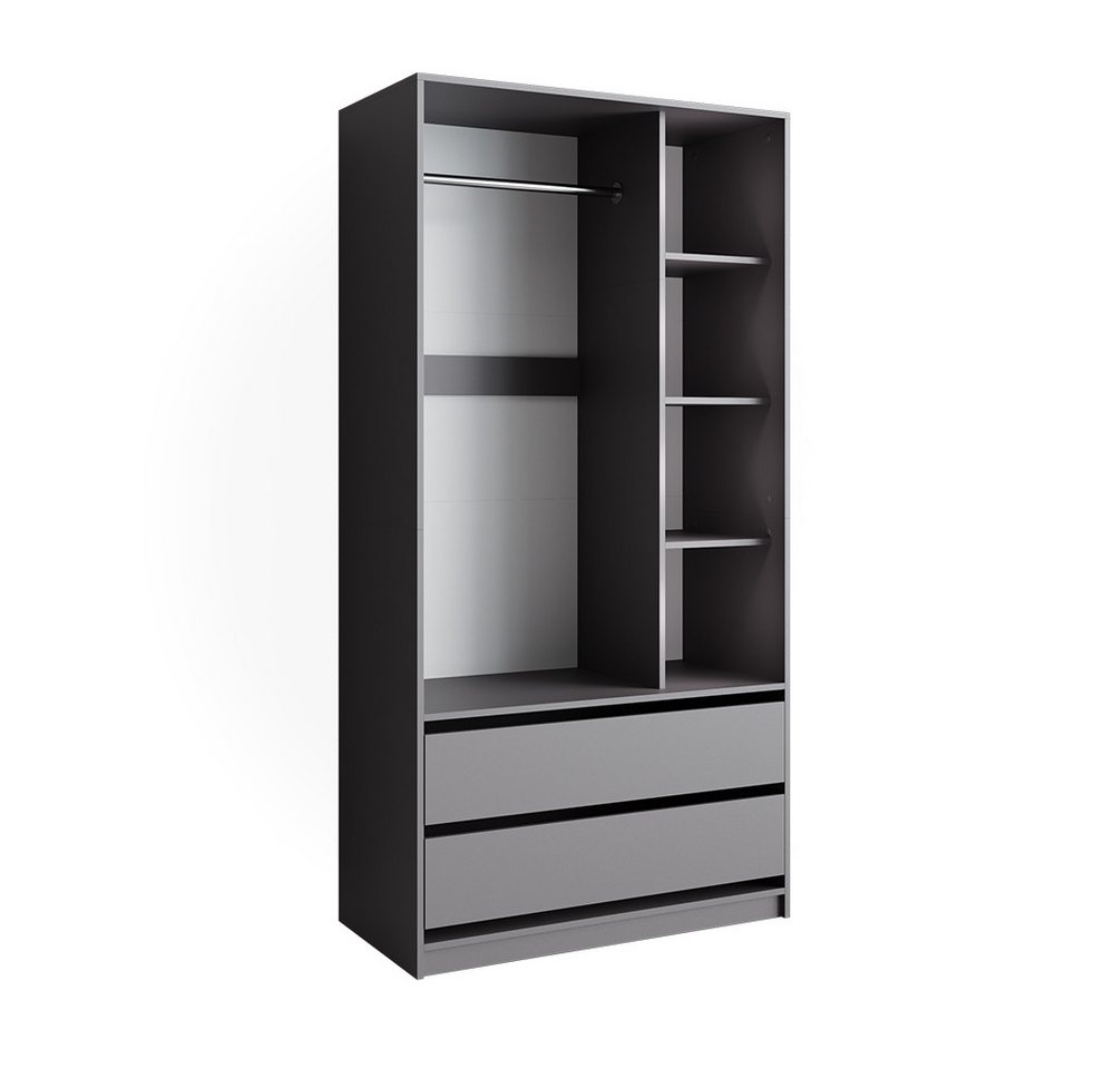 Vicco Kleiderschrank Elmo, Anthrazit, 100 x 200 cm mit 2 Schubladen von Vicco