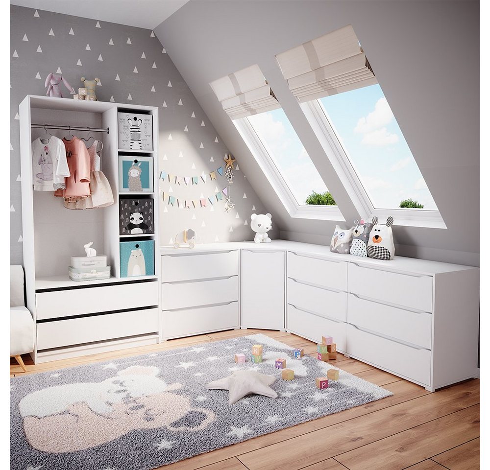 Vicco Kleiderschrank Elmo, Weiß, 100 x 200 cm mit 2 Schubladen und Faltboxen Vicco Kleiderschrank Elmo, Weiß, 100 x 200 cm mit 2 Schubladen und Faltboxen von Vicco