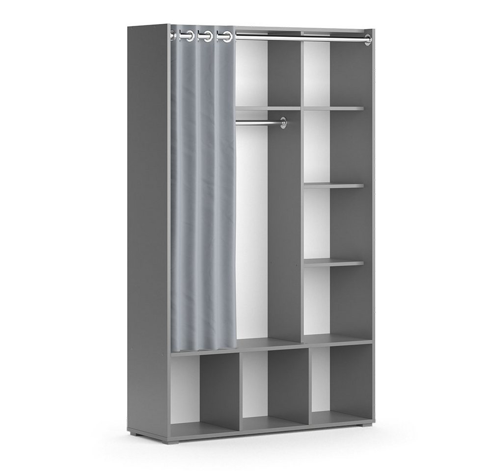 Vicco Kleiderschrank Luigi, Grau, 105.8 x 178.1 cm mit Vorhang-Kleiderstange Vicco Kleiderschrank Luigi, Grau, 105.8 x 178.1 cm mit Vorhang-Kleiderstange von Vicco