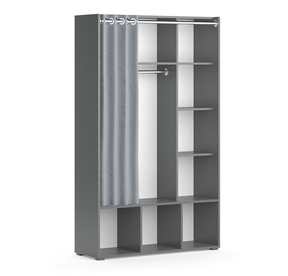 Vicco Kleiderschrank Luigi, Grau, 105.8 x 178.1 cm mit Vorhang-Kleiderstange Vicco Kleiderschrank Luigi, Grau, 105.8 x 178.1 cm mit Vorhang-Kleiderstange von Vicco