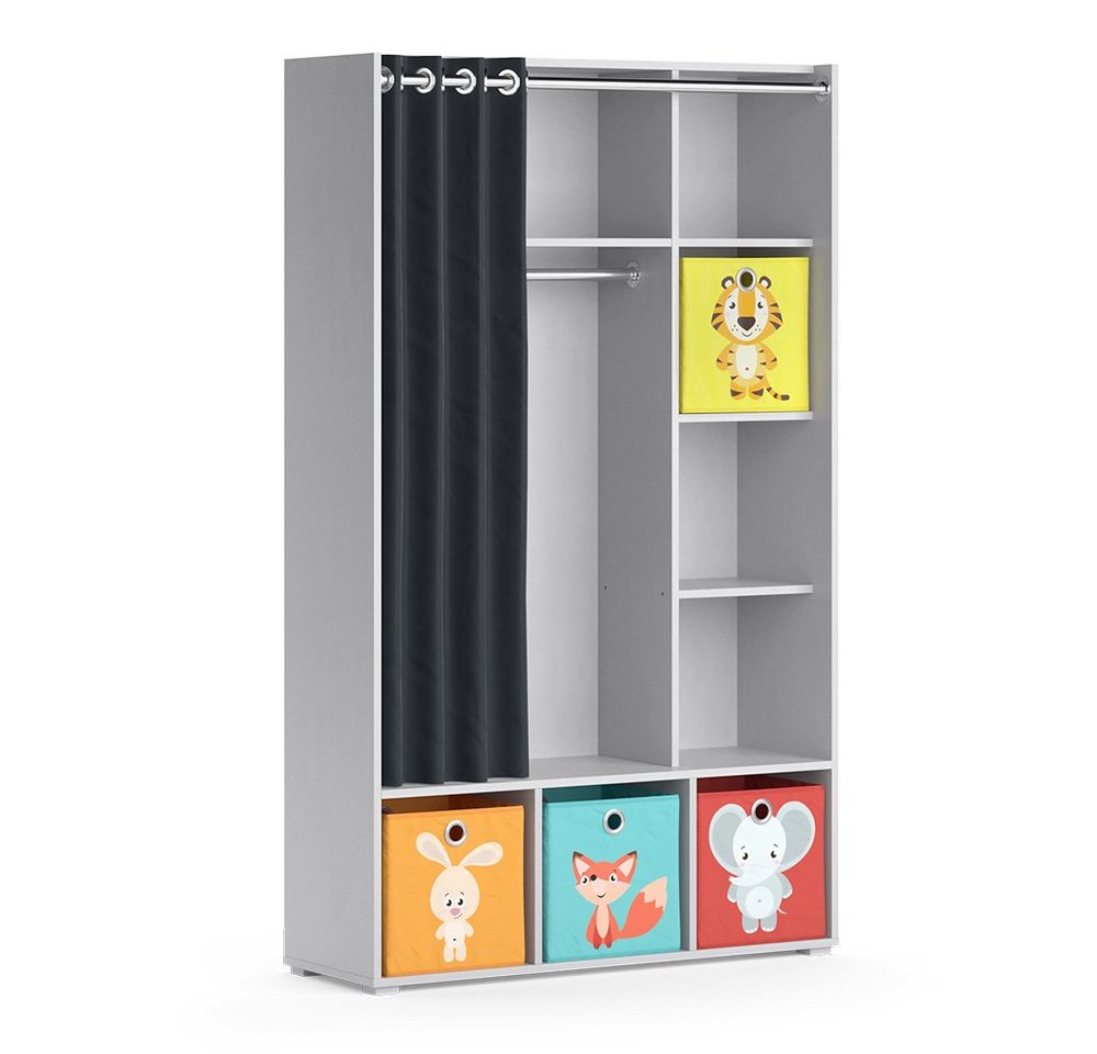 Vicco Kleiderschrank Luigi, Hellgrau, 105.8 x 178.1 cm Mit Faltboxen (bunt) von Vicco