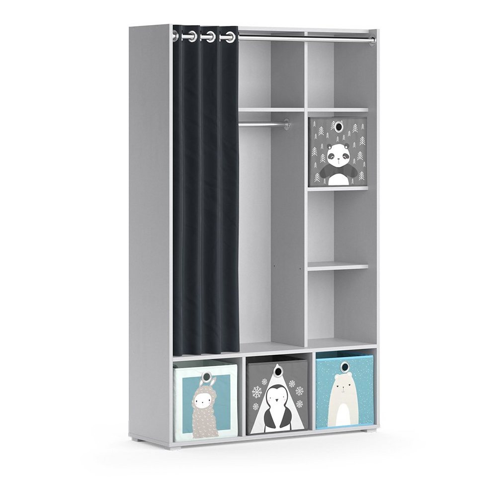 Vicco Kleiderschrank Luigi, Hellgrau, 105.8 x 178.1 cm Mit Faltboxen (grau) von Vicco