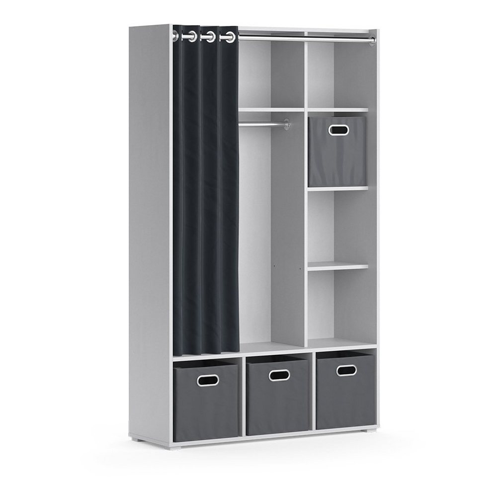 Vicco Kleiderschrank Luigi, Hellgrau, 105.8 x 178.1 cm Mit Faltboxen (grau) von Vicco