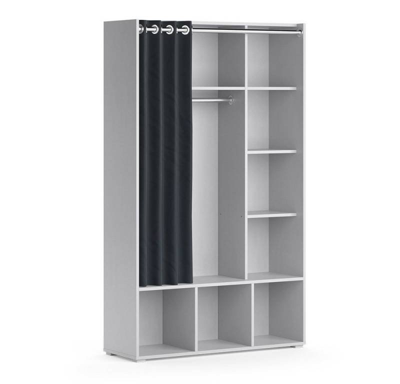Vicco Kleiderschrank Luigi, Hellgrau, 105.8 x 178.1 cm mit Vorhang-Kleiderstange Customizable von Vicco