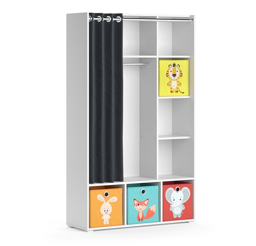 Vicco Kleiderschrank Luigi, Weiß, 105.8 x 178.1 cm Mit Faltboxen (bunt) von Vicco