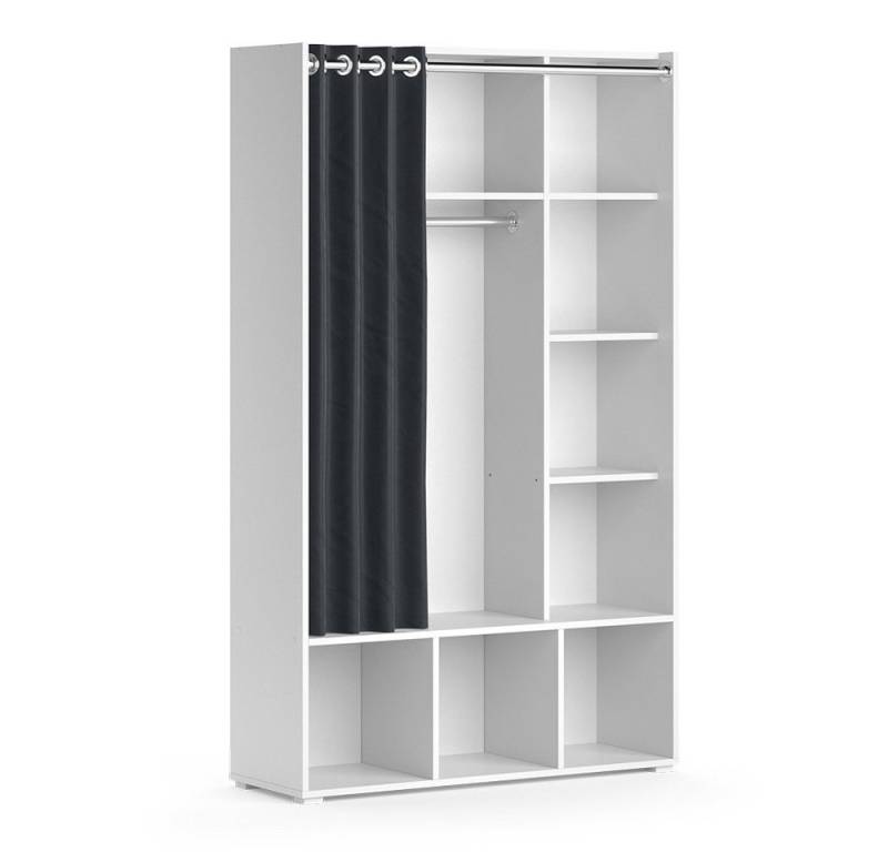 Vicco Kleiderschrank Luigi, Weiß, 105.8 x 178.1 cm mit Vorhang-Kleiderstange Customizable von Vicco