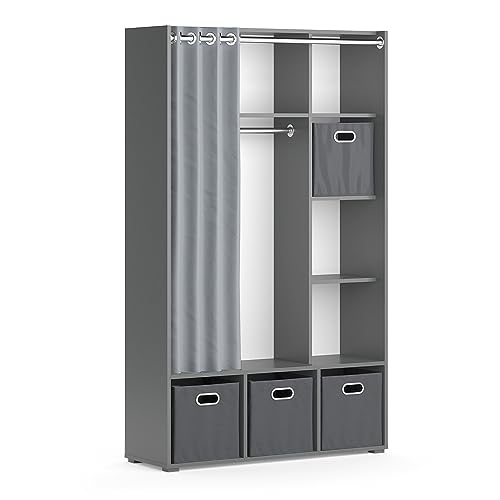 Vicco Kleiderschrank Luigi, Grau, 105.8 x 178.1 cm Mit Faltboxen (grau) von Vicco