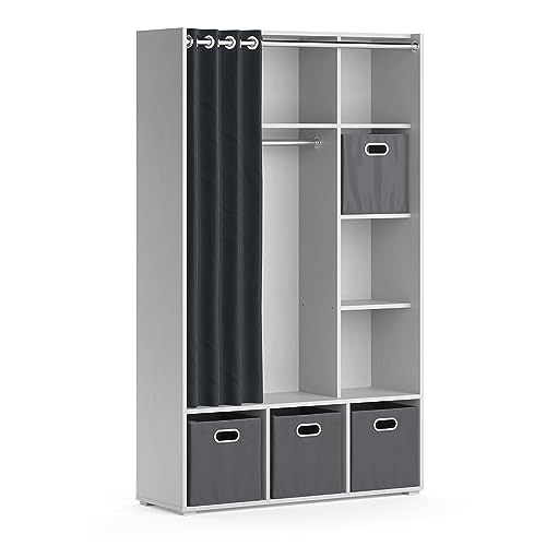 Vicco Kleiderschrank Luigi, Hellgrau, 105.8 x 178.1 cm Mit Faltboxen (grau) von Vicco