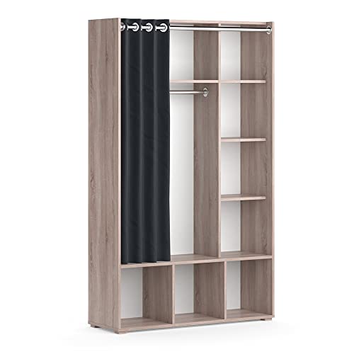 Vicco Kleiderschrank Luigi, Sonoma, 105.8 x 178.1 cm mit Vorhang-Kleiderstange von Vicco