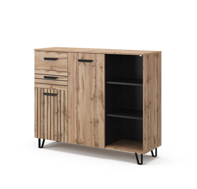 Vicco Kommode Amber, Braun/Braun, 120.1 x 100 cm mit 2 Schubladen und 2 Türen Vicco Kommode Amber, Braun/Braun, 120.1 x 100 cm mit 2 Schubladen und 2 Türen von Vicco