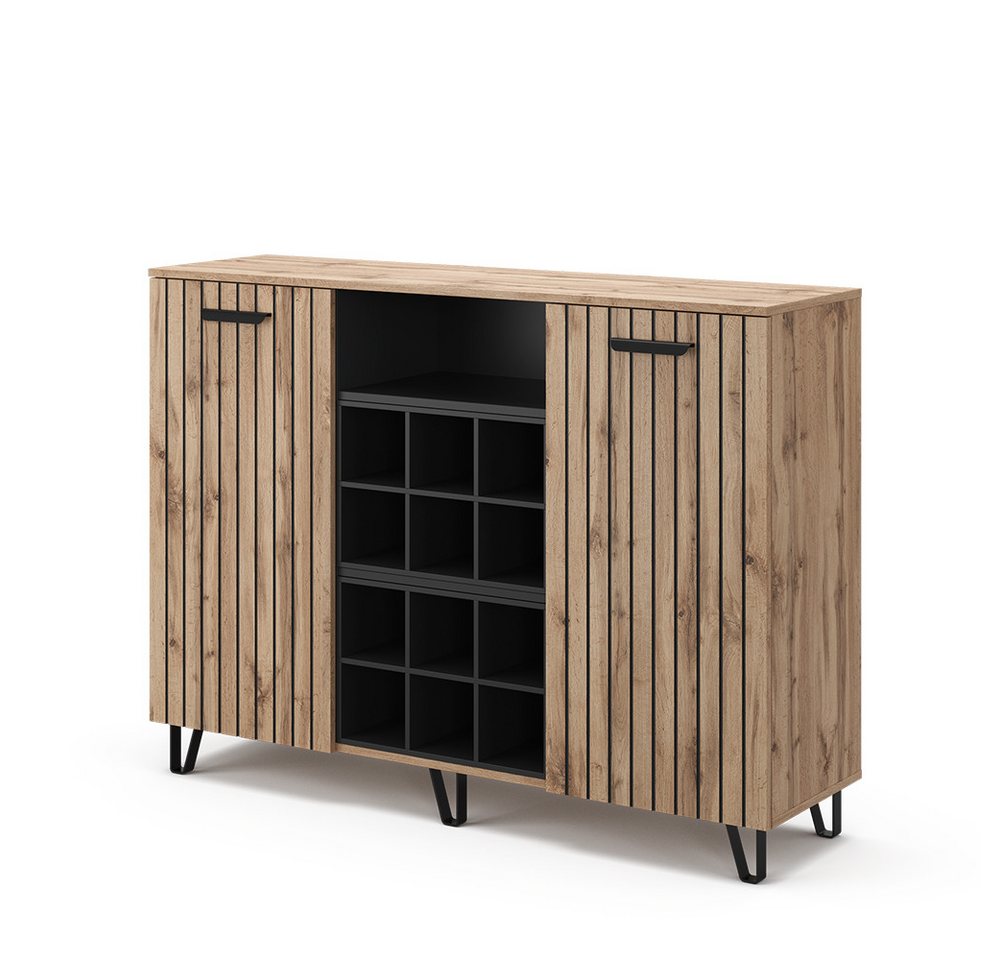 Vicco Kommode Amber, Braun/Braun, 133.6 x 100 cm mit 2 Türen von Vicco