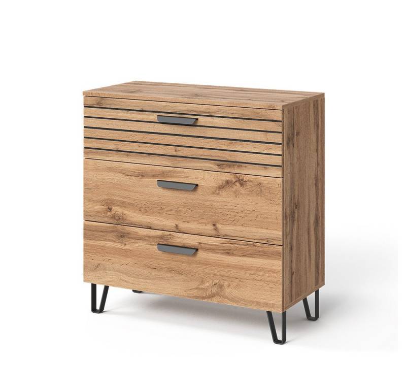 Vicco Kommode Amber, Eiche Wotan, 80 x 82 cm mit 3 Schubladen Vicco Kommode Amber, Eiche Wotan, 80 x 82 cm mit 3 Schubladen von Vicco
