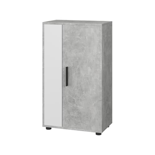 Vicco Kommode Berno, Beton/Weiß, 50.1 x 87.3 cm mit 2 Fächern von Vicco